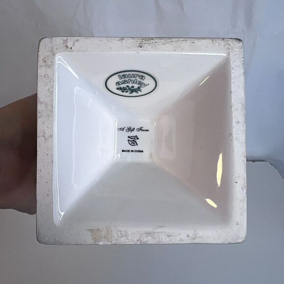 Laura Ashley FTD Floral Ceramic Square Pedestal Vase French Cottage Core Chintz - Picture 9 of 11